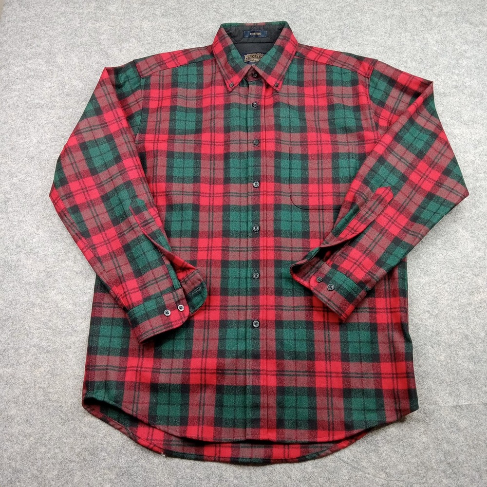 Pendleton Shirt Mens Medium Red Green Plaid Fireside Wool Lined McCormick Tartan